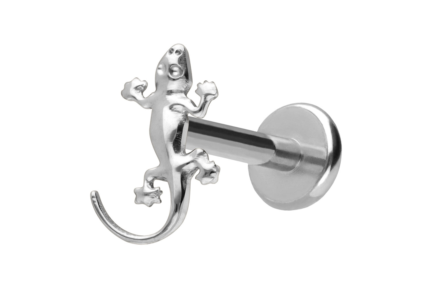 Titan Labret Piercing mit Push Fit GECKO